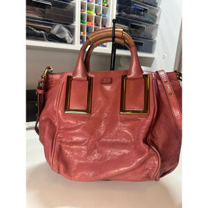 Women's Chloé Pink Leather Satchel One Size with Brown Handles